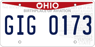OH license plate GIG0173