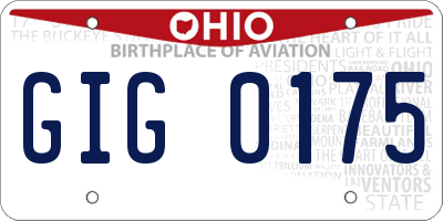 OH license plate GIG0175