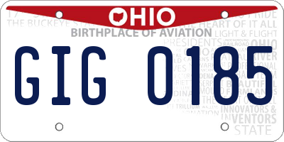 OH license plate GIG0185