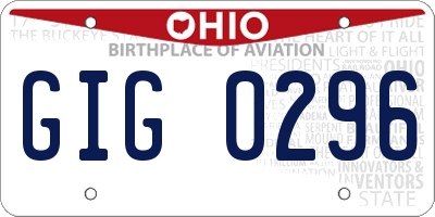 OH license plate GIG0296