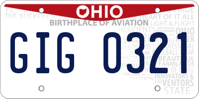 OH license plate GIG0321