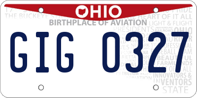OH license plate GIG0327