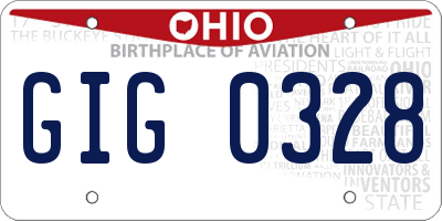 OH license plate GIG0328