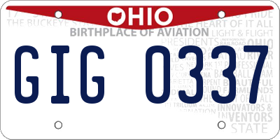 OH license plate GIG0337