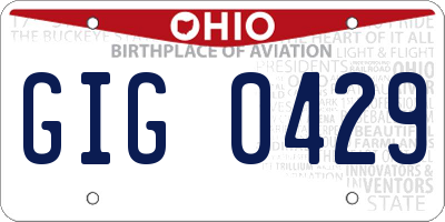 OH license plate GIG0429