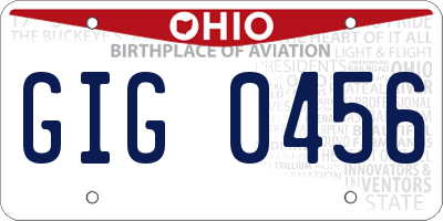 OH license plate GIG0456