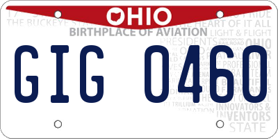 OH license plate GIG0460