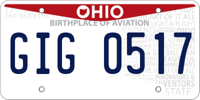 OH license plate GIG0517