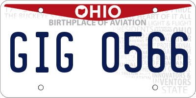 OH license plate GIG0566