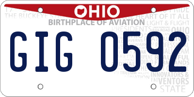 OH license plate GIG0592