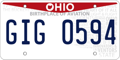 OH license plate GIG0594