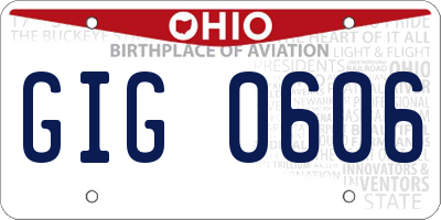 OH license plate GIG0606
