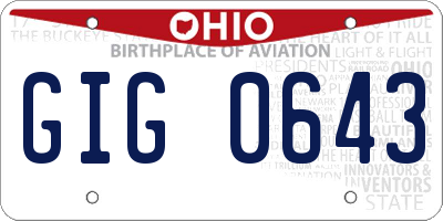 OH license plate GIG0643