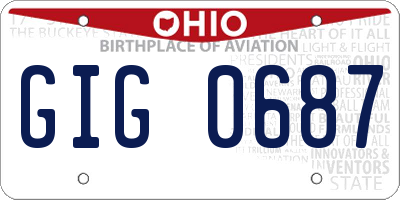 OH license plate GIG0687
