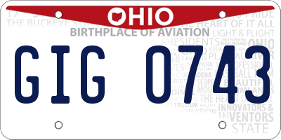 OH license plate GIG0743