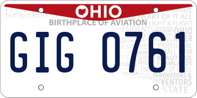 OH license plate GIG0761