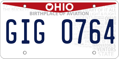 OH license plate GIG0764