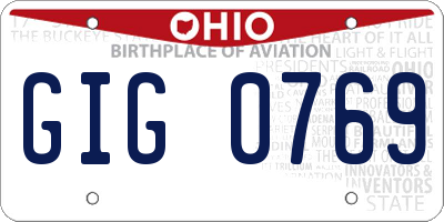 OH license plate GIG0769