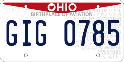 OH license plate GIG0785
