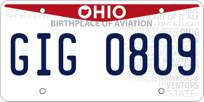 OH license plate GIG0809