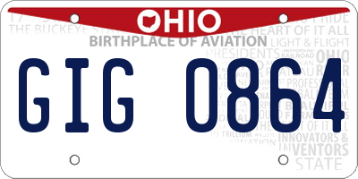 OH license plate GIG0864