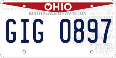 OH license plate GIG0897