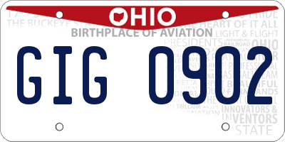OH license plate GIG0902