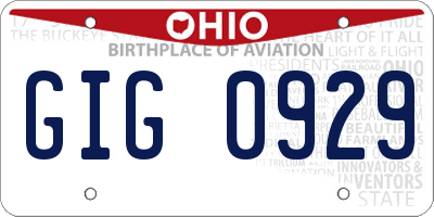 OH license plate GIG0929