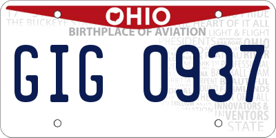 OH license plate GIG0937