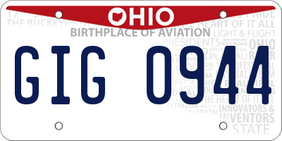 OH license plate GIG0944