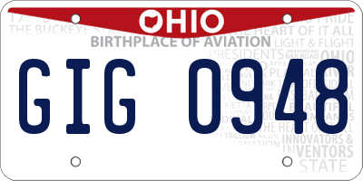 OH license plate GIG0948