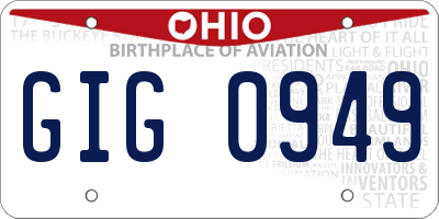OH license plate GIG0949