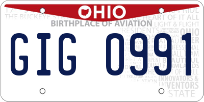 OH license plate GIG0991