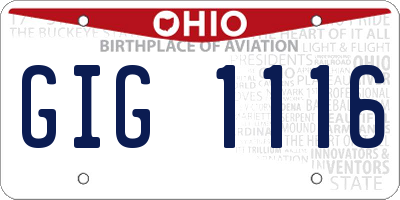 OH license plate GIG1116
