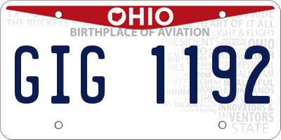 OH license plate GIG1192