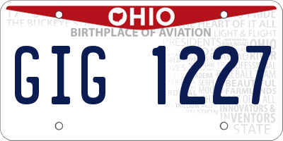 OH license plate GIG1227
