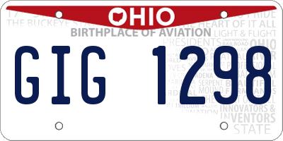OH license plate GIG1298
