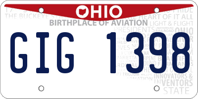 OH license plate GIG1398