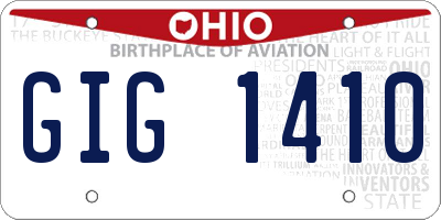 OH license plate GIG1410