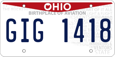 OH license plate GIG1418