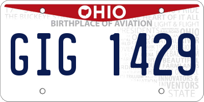 OH license plate GIG1429
