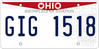 OH license plate GIG1518