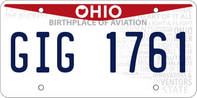 OH license plate GIG1761