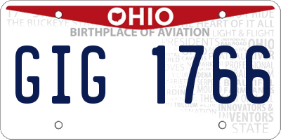 OH license plate GIG1766