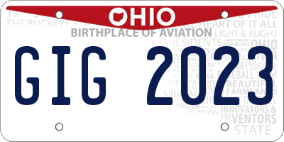OH license plate GIG2023