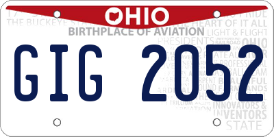 OH license plate GIG2052