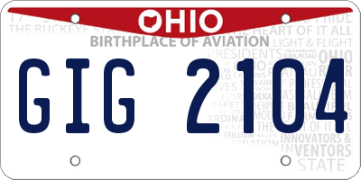 OH license plate GIG2104