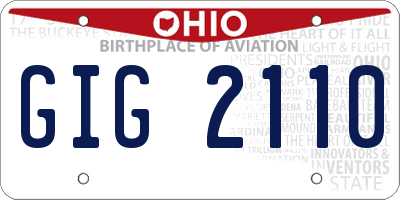 OH license plate GIG2110