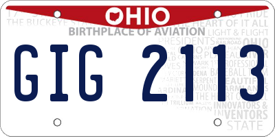 OH license plate GIG2113