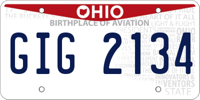 OH license plate GIG2134